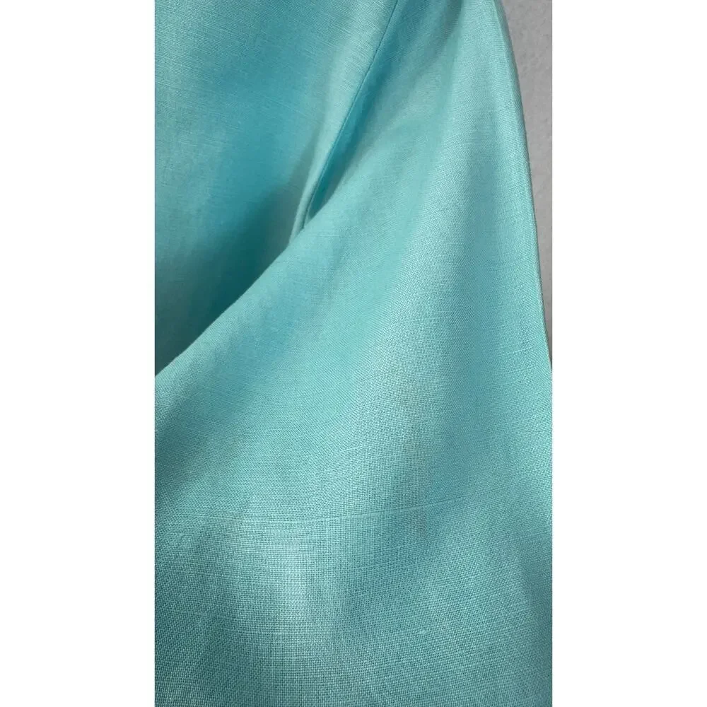 Bob Mackie Wearable Art 2000s Turquoise Linen Embroidered Twin Set XS